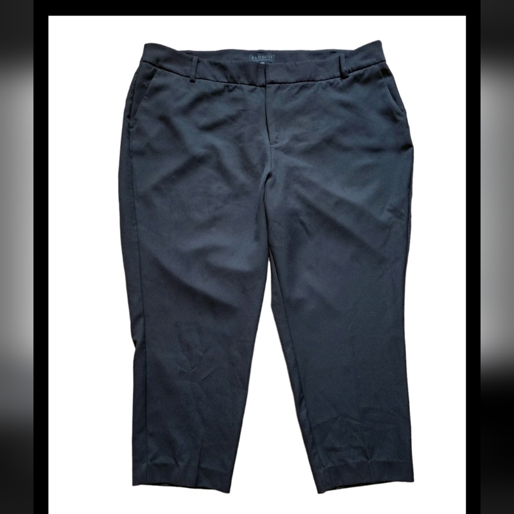 Eloquii Black Flat Front Career Pant 22